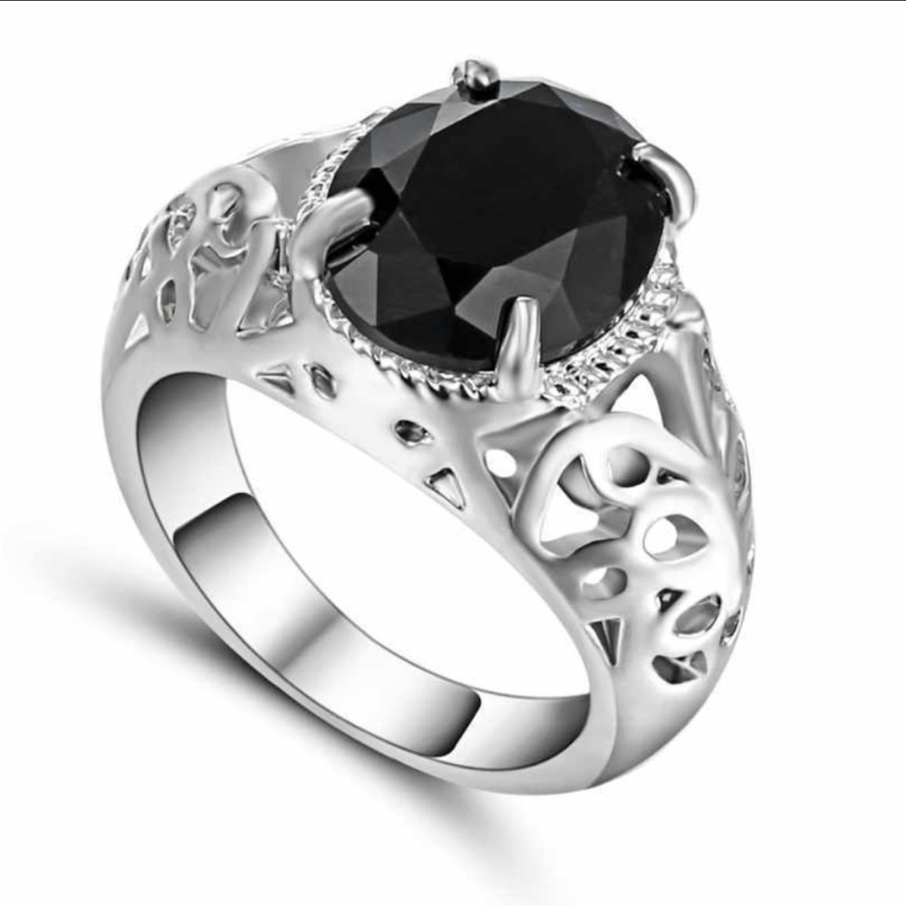 ✨10K Gold Filled Black Sapphire Engagement Ring